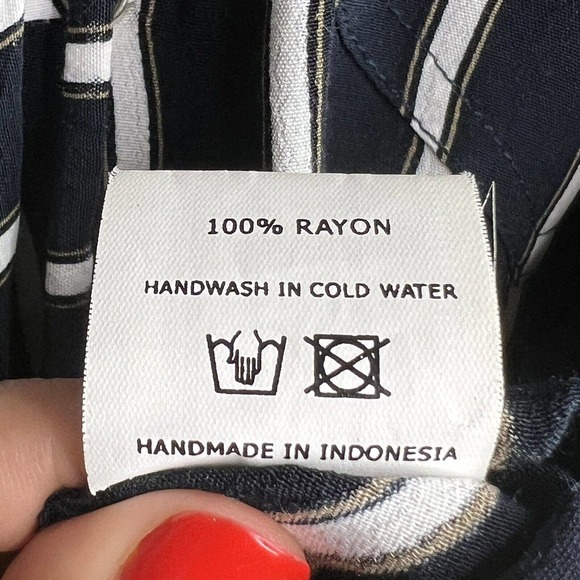 Faithfull The Brand Stevie Striped High low Long Sleeve Tunic Lace Up XS j16 - Picture 6 of 7